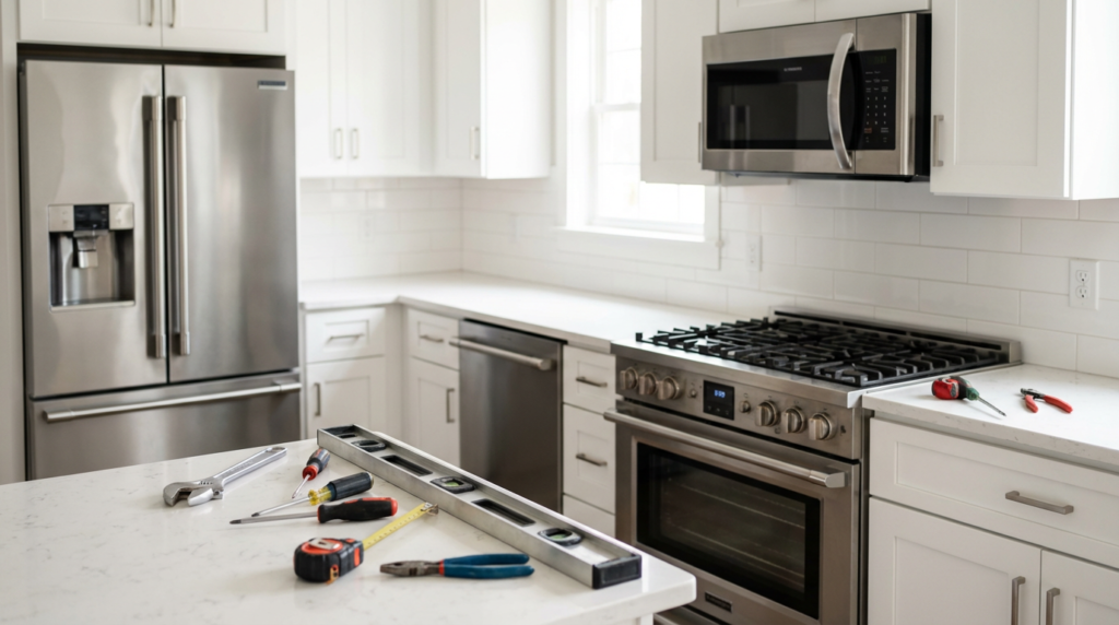 Paigaldame ja paneme kokku köögimööbli täpselt ja vastavalt paigaldusjuhendile – kapid, sahtlisüsteemid, furnituur ja töötasapinnad. Vajadusel teeme ka tööpinna lõikamise ning väljalõigete tegemise valamule, pliidile või segistile. Samuti ühendame ja integreerime köögitehnika, et kõik sobituks täpselt ja töötaks probleemideta.